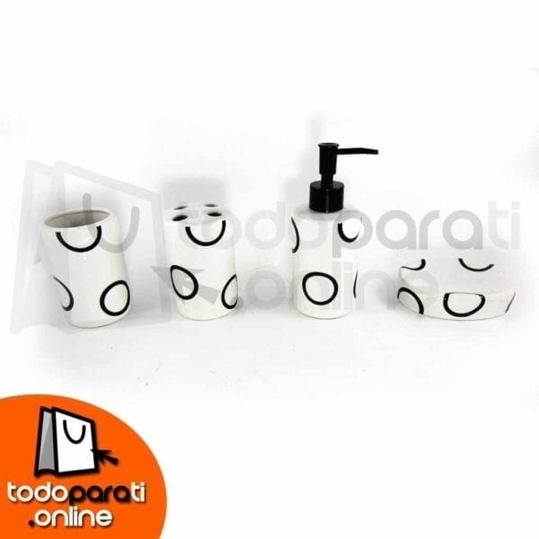 Set de Baño 4 Piezas Aros Negros