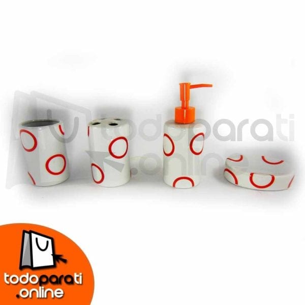 Set de Baño 4 Piezas Aros Naranja