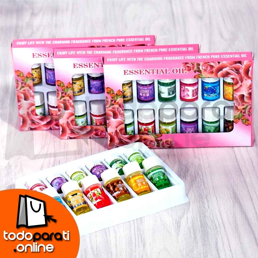 Pack de 12 Aceites Esenciales 3ml para Humidificador y  Aromaterapia-Plus0150